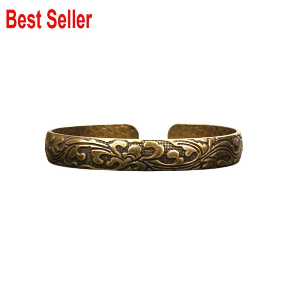 Vintage Brass Bangle Bracelet with Adjustable Opening